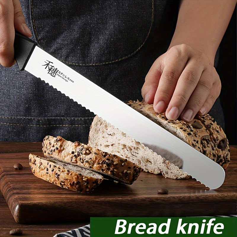 

1pc, Stainless Steel Bread Knife, No-drop Slag Sawtooth Knife, Household Baking Tools Cake Knife, Toast Slicing Knife, Ds9195, Kitchen Utensils, Kitchen Supplies, Kitchen Accessories, Kitchen Stuffs