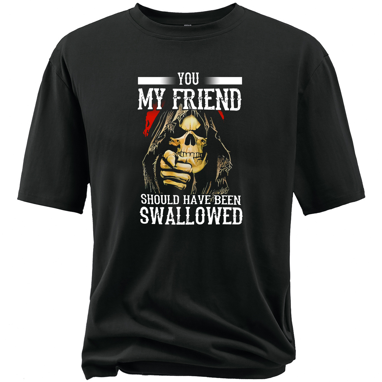 

Plus Size Scary Skull Saying My Friend Should Be Swallowed Print Men's Simple Style Round Neck Short Sleeve Tee Fashion Regular Fit T-shirt Top For Spring Summer Holiday Daily Commute Dates