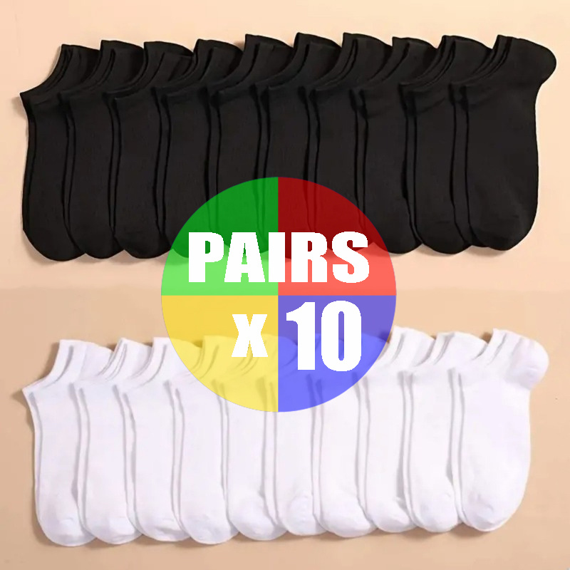 

10 Pairs Of Men's Solid Colour & Thin Low Cut Socks, Comfy Breathable Casual Soft & Elastic Socks, Spring & Summer