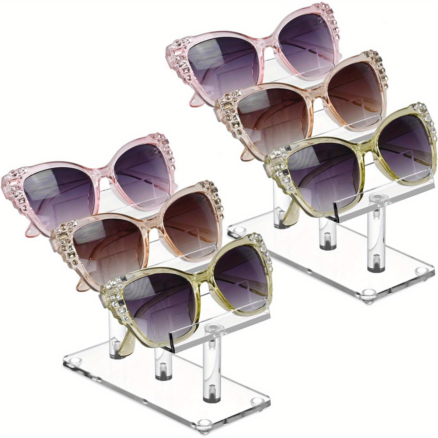 

1pc/2 Pcs 3 Tiers Acrylic Eyewear Display Stand, Sunglasses Rack Holder For Shops, Sunglasses Stand, Eyewear Organizer For Eyeglasses And Sunglasses For Shops