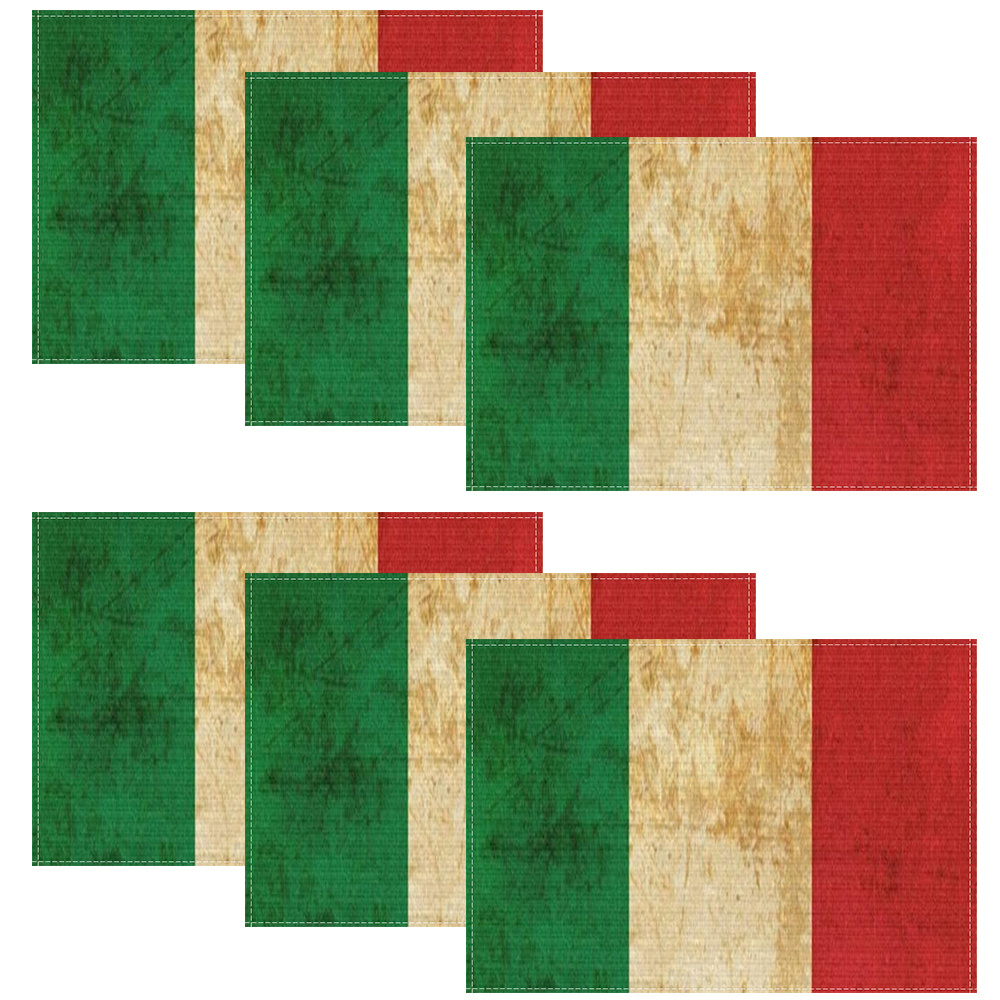 

4/6pcs, Placemats, Vintage Italian Flag Pattern Table Pads, Decorative Heat Insulation Table Decoration Mat, Coffee Table Mat, Household Bowl Plate Mat, Home Decoration