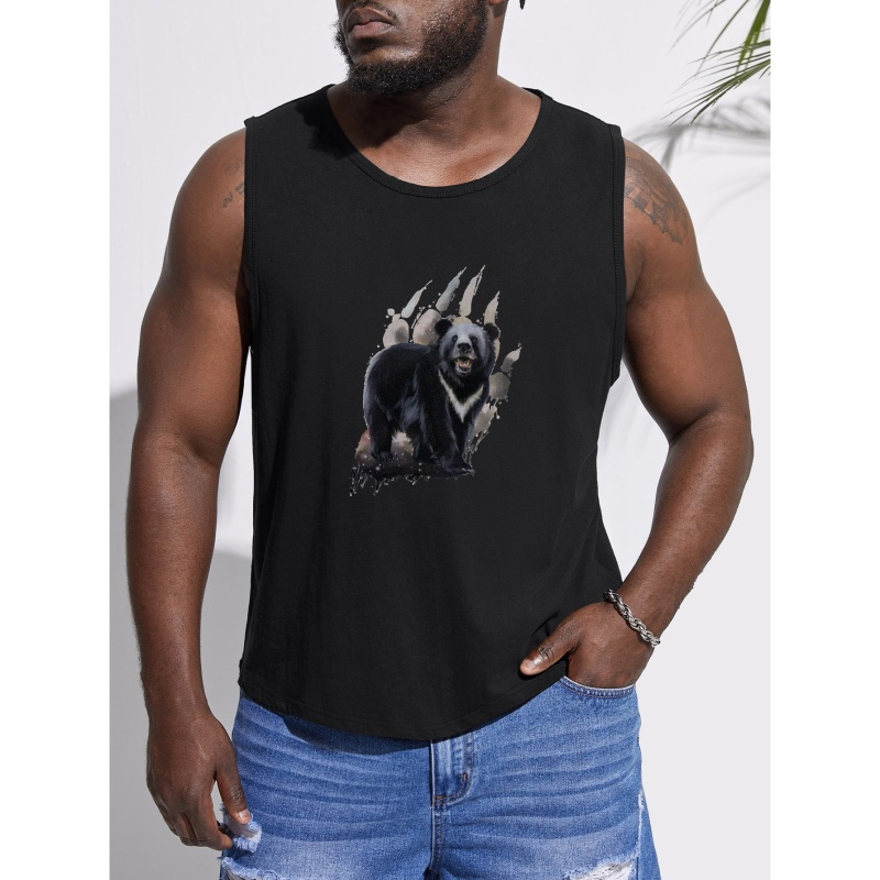 

Men's Plus Size Casual Top With Unique Animal Print - Breathable, Quick-dry Polyester For Fitness & Summer Wear, Plus Size