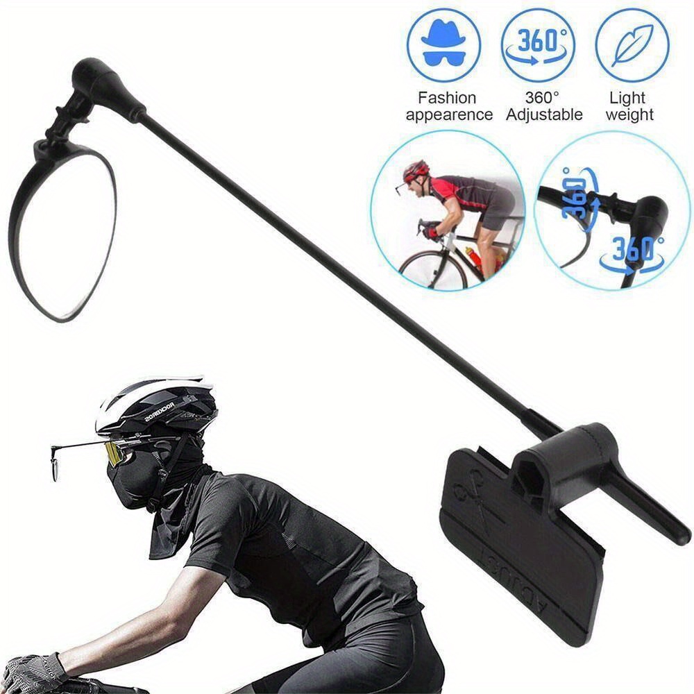 

1pc Bicycle Helmet Rear View Mirror, Multi-angle Adjustable, Lightweight, 360-degree Rotation, Easy To Install, Perfect Design, Black Flat Reflector Mirror, Abs Cycling Accessories