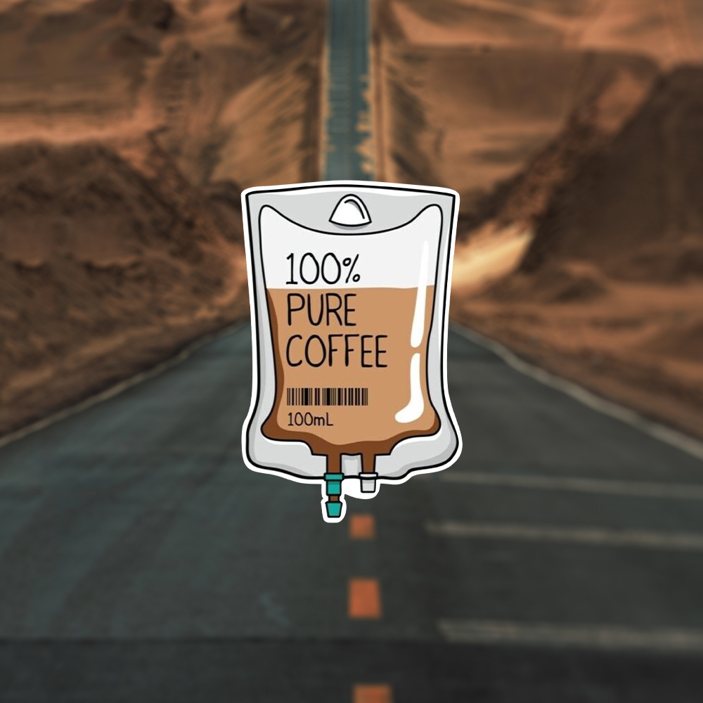 

Pure Coffee Medical Bag Funny Vinyl Sticker Cup Window Bumper Wall Laptop Decal