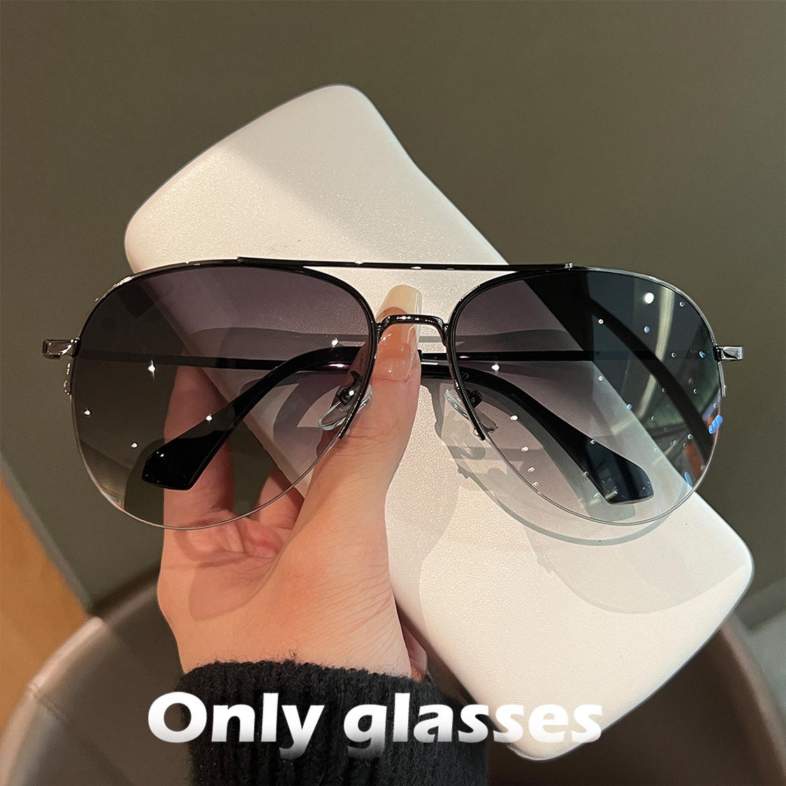 

Polarized Fashion Glasses For Women Men Double Bridge Mirrored Metal Sun Shades For Driving Beach Travel