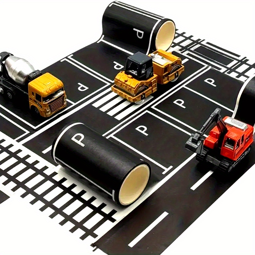 1 Roll Highway Washi Tape, Paper Material, Creative Transportation Railway Road Parking Lot Design, Masking Tapes for Arts DIY Crafts, Vehicle Car Themed Party Supplies
