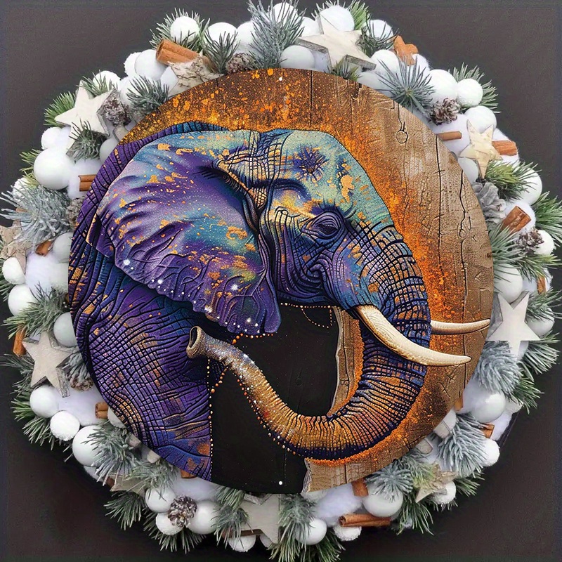 金属製看板 象のイラスト付き 1pc 象の絵 装飾看板、8x8インチ(20cm x 20cm) アルミニウム金属看板