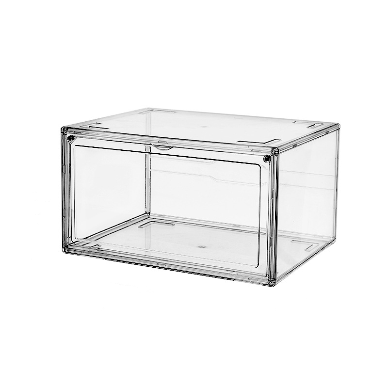 1 premium thick transparent acrylic shoe box with magnetic door shoe and figure display case aj dustproof storage box side opening sneaker cabinet stackable sports shoe organizer