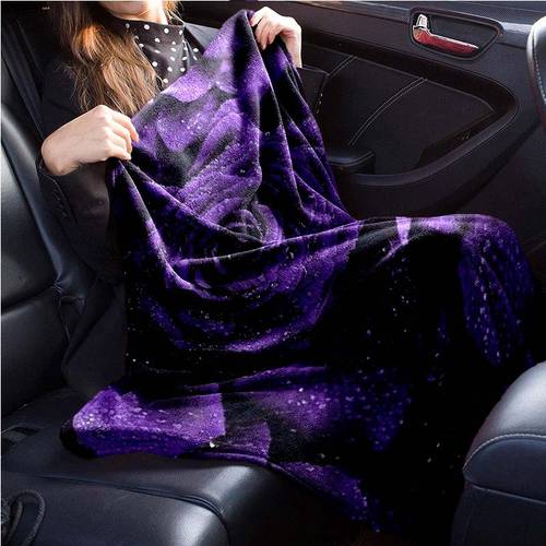 Rose Pattern Soft Flannel Throw Blanket For Living Room Bedroom Bed Sofa Picnic Cover Decor, Napping Couch Chair Cover, Car Interior Blanket