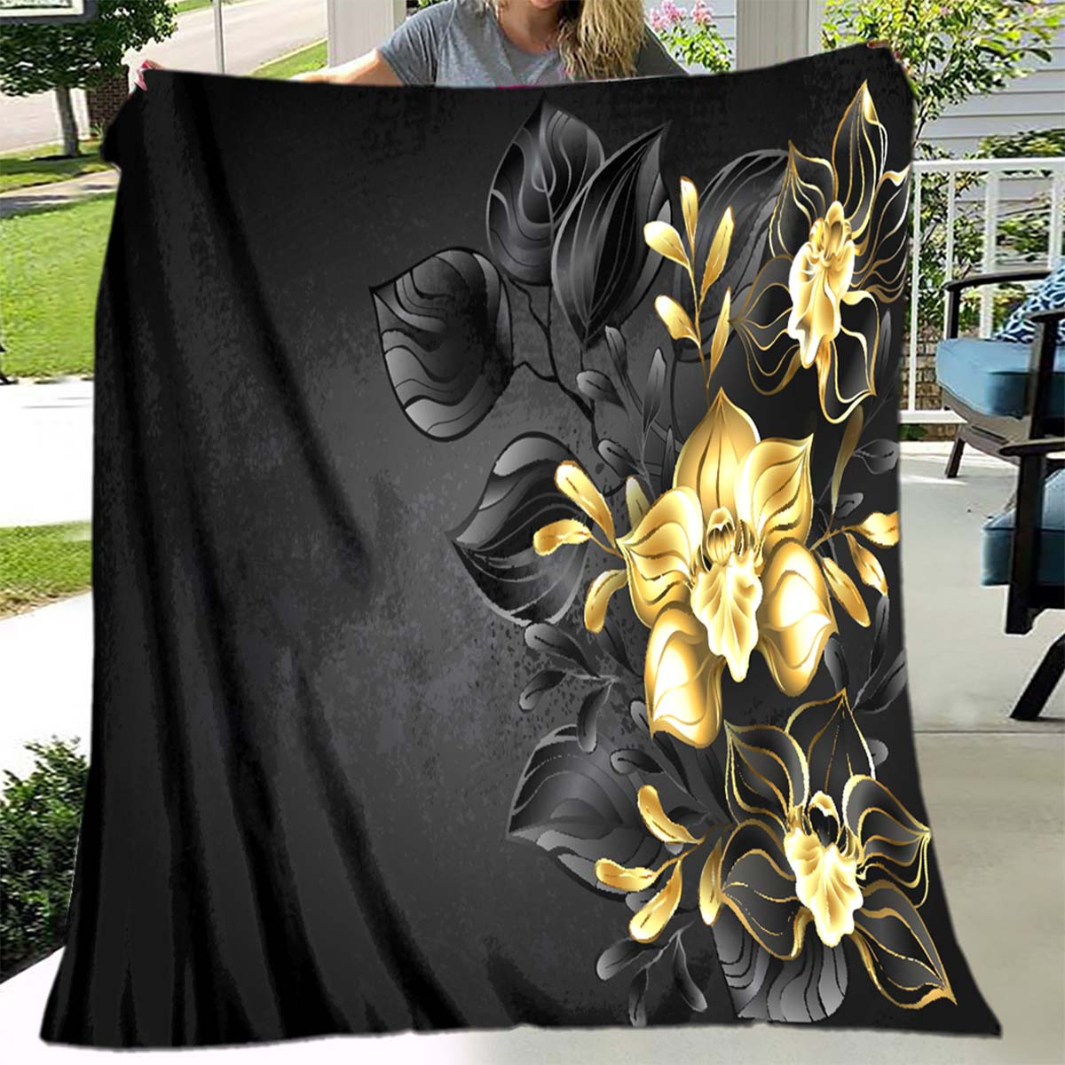 

3d Rose Soft Flannel Throw Blanket For Living Room Bedroom Bed Sofa Picnic Cover Decor Napping Couch Chair Cover
