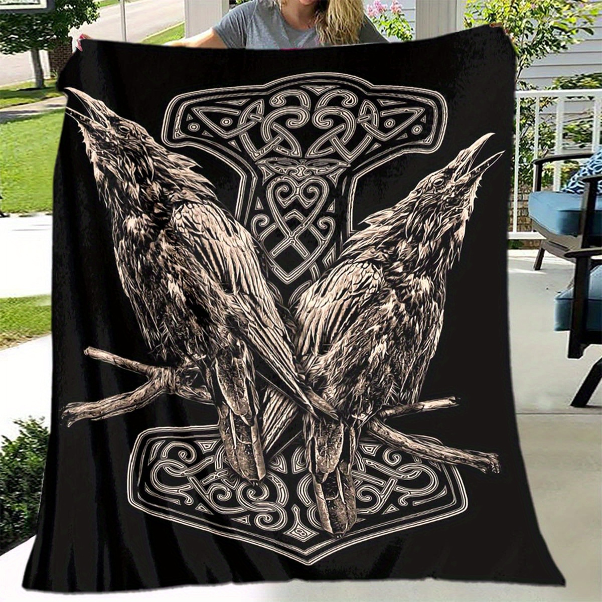 

1pc Viking Soft Flannel Throw Blanket For Living Room Bedroom Bed Sofa Picnic Cover Decor Napping Rv Couch Chair Cover