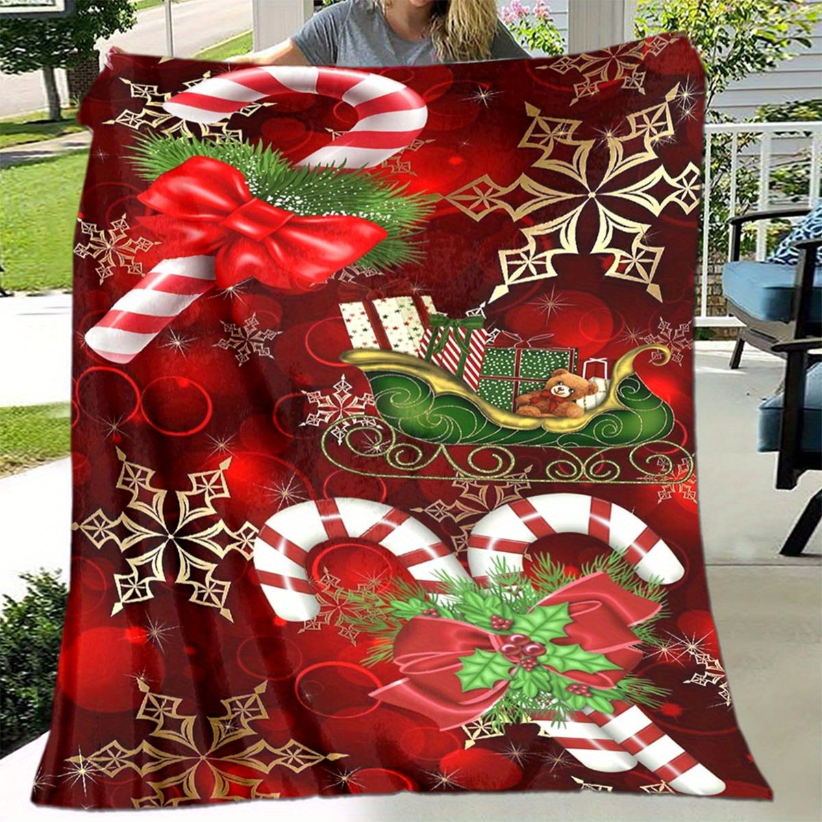 

1pc Merry Christmas Santa Soft Flannel Throw Blanket For Living Room Bedroom Bed Sofa Picnic Cover Decor Napping Rv Couch Chair Cover