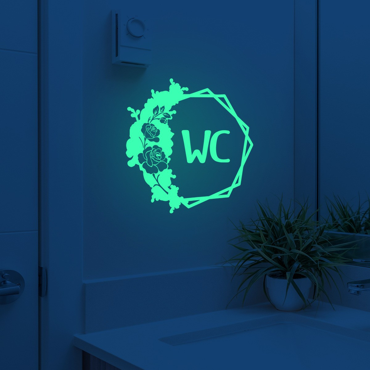 

Wc Luminous Decal Door Sign Sticker, Green,glow In The Dark Wall Sticker, Removable Pvc Sticker, Self-adhesive Toilet Placard For Home Office Decoration