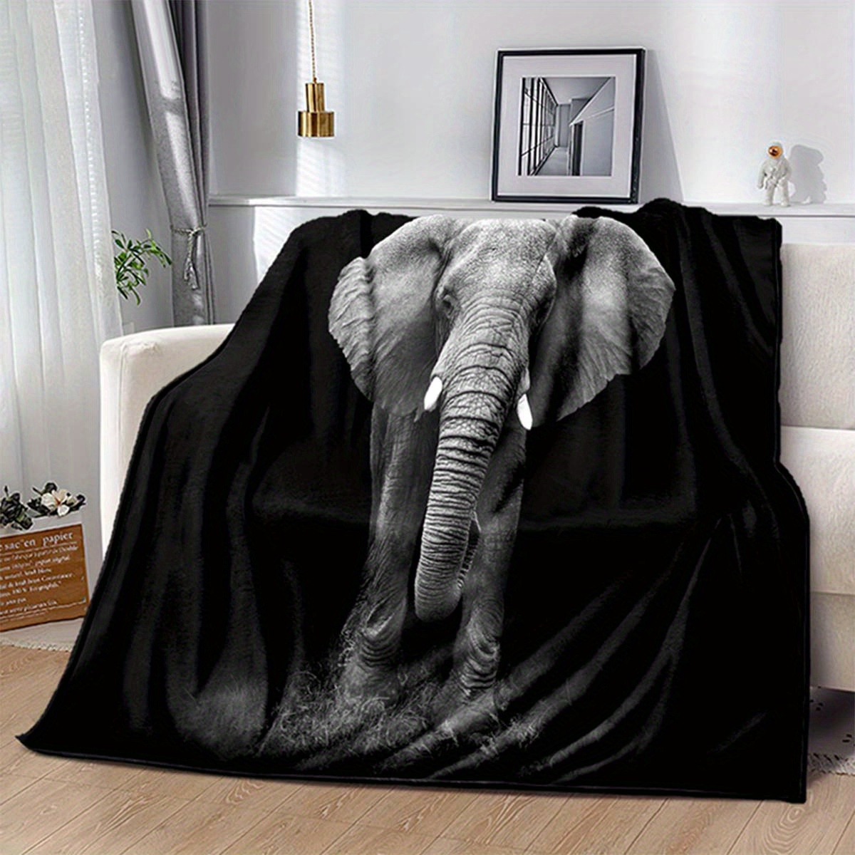 

3d Elephant Soft Flannel Throw Blanket For Living Room Bedroom Bed Sofa Picnic Cover Decor Napping Couch Chair Cover