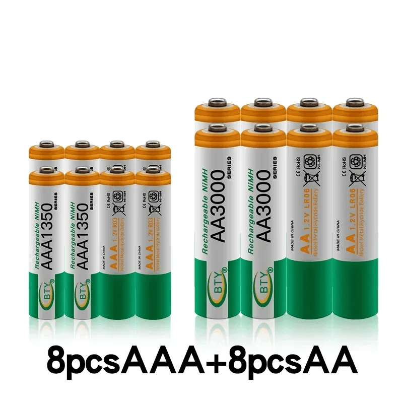TEMU Lot de 4 à 20 piles rechargeables AA et AAA haute , adaptées pour appareil photo, voiture jouet, ordinateur, radio, jeux vidéo, appareils photo