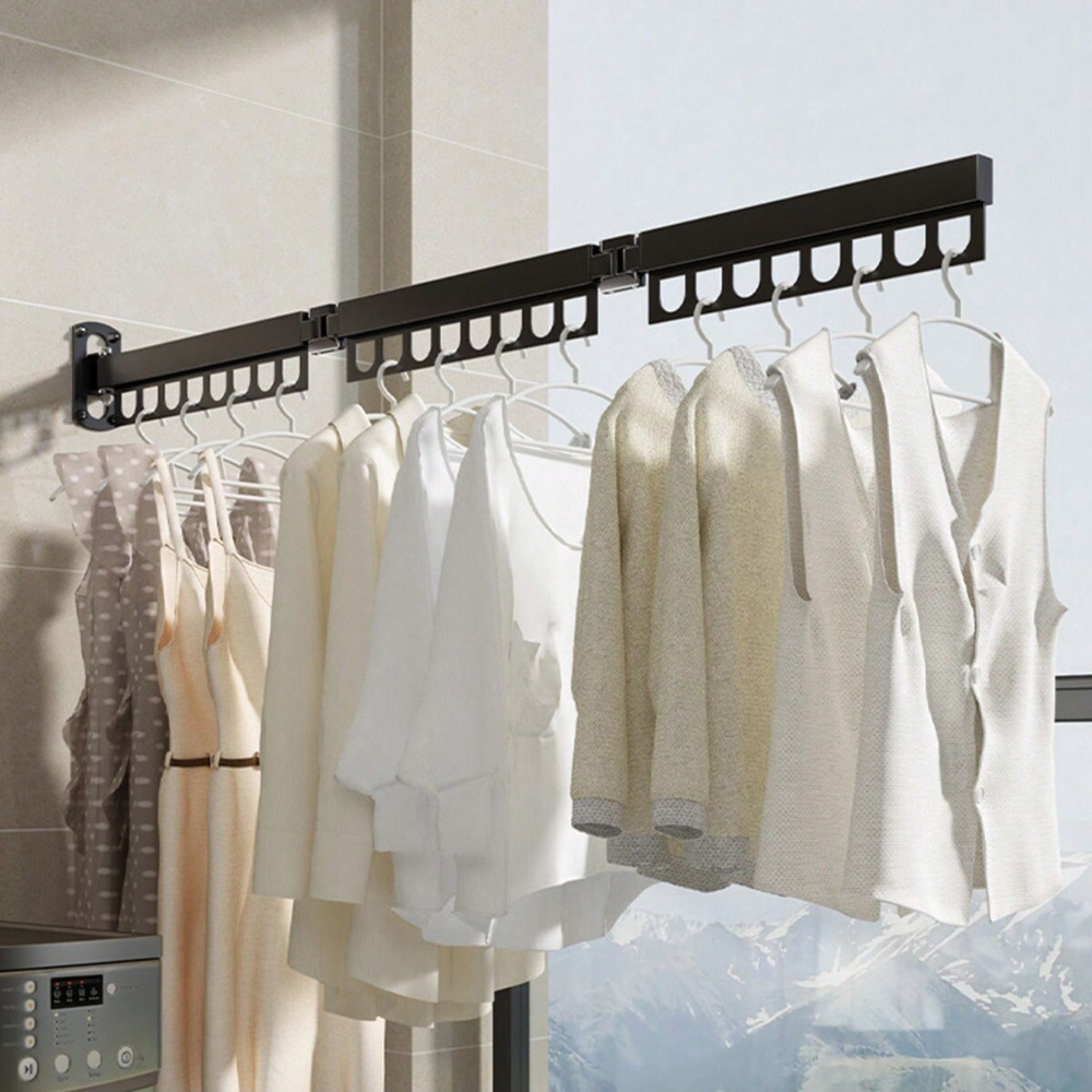 

1pc Stainless Steel Folding Clothes Rack - Polished , -mounted Design For & Indoor Use