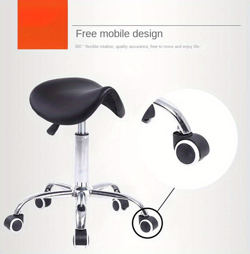 Tabouret De Bureau à Roulettes Bonnlo - Hauteur Réglable 47.5-61cm, Pivot 360°, Blanc