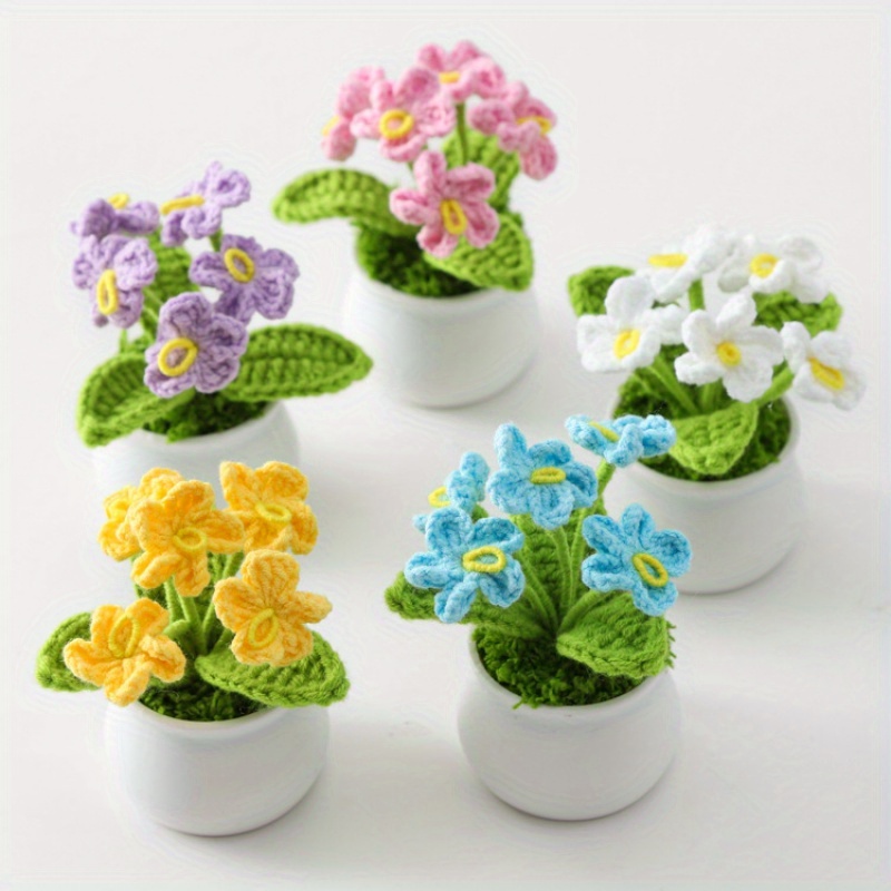 

1pc Artificial Hand Knitted Crochet Potted Plant - Cute Table Centerpiece For Holidays And Parties