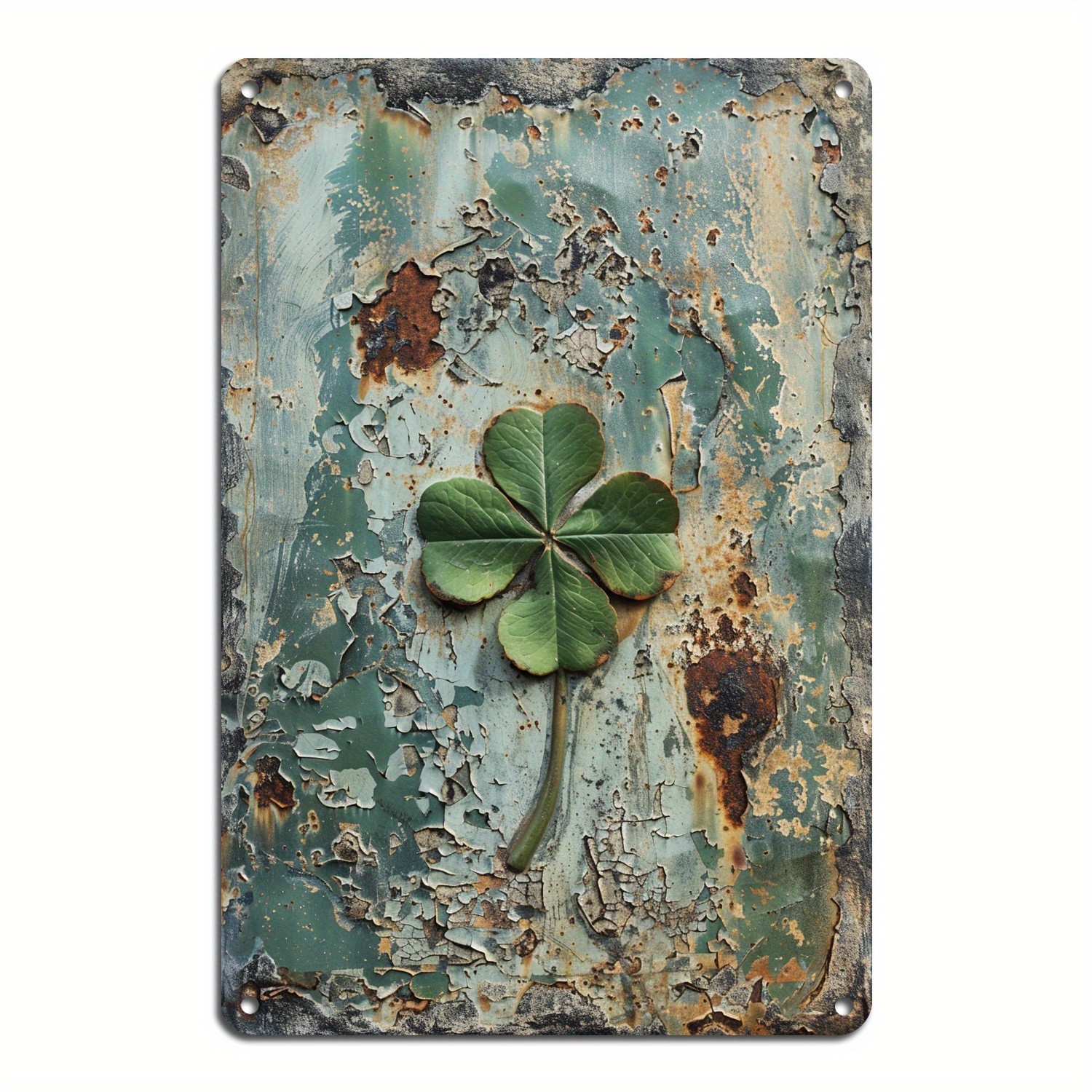 

Wall Art Four-leaf Clover Print, Clover Home Decoration, Vintage Metal Tin Logo, Vintage Home Wall Art Metal Poster, Room And Office Decoration 8x12 Inches