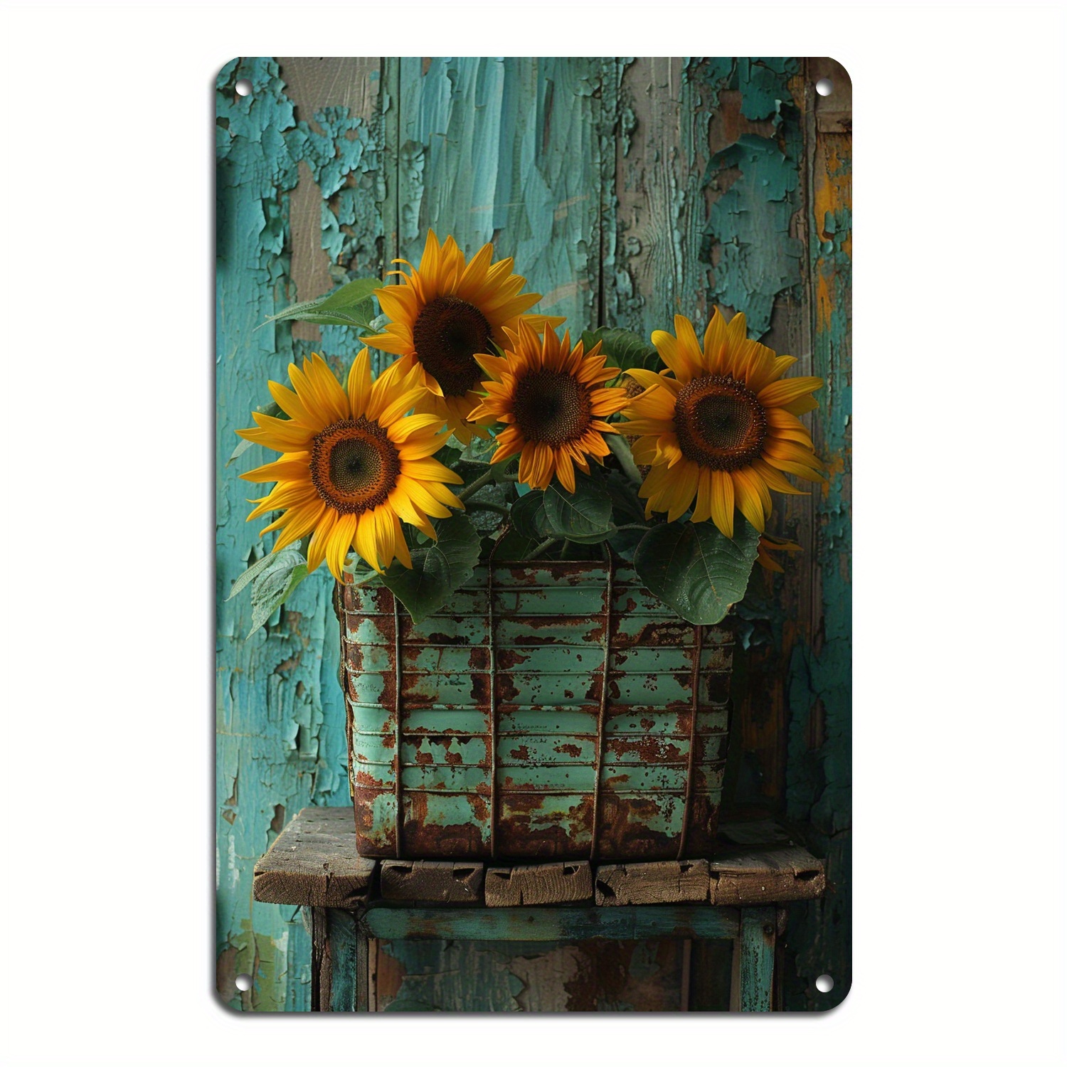 

Yellow Sunflower Vintage Metal Tin Sign, Farmhouse Kitchen Wall Country Home Decor, Coffee Bar Signs Gifts Garden Decoration