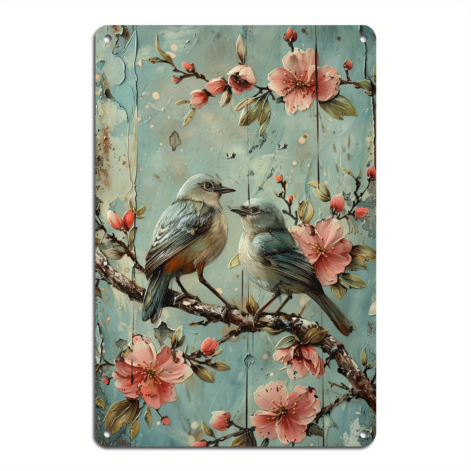 

1pc 8x12in/20*30cm Bird Flowers Metal Tin Sign, Cute Vintage Wall Hanging Plaque, For Home Restaurant Bathroom Garage Office Bakery Decor