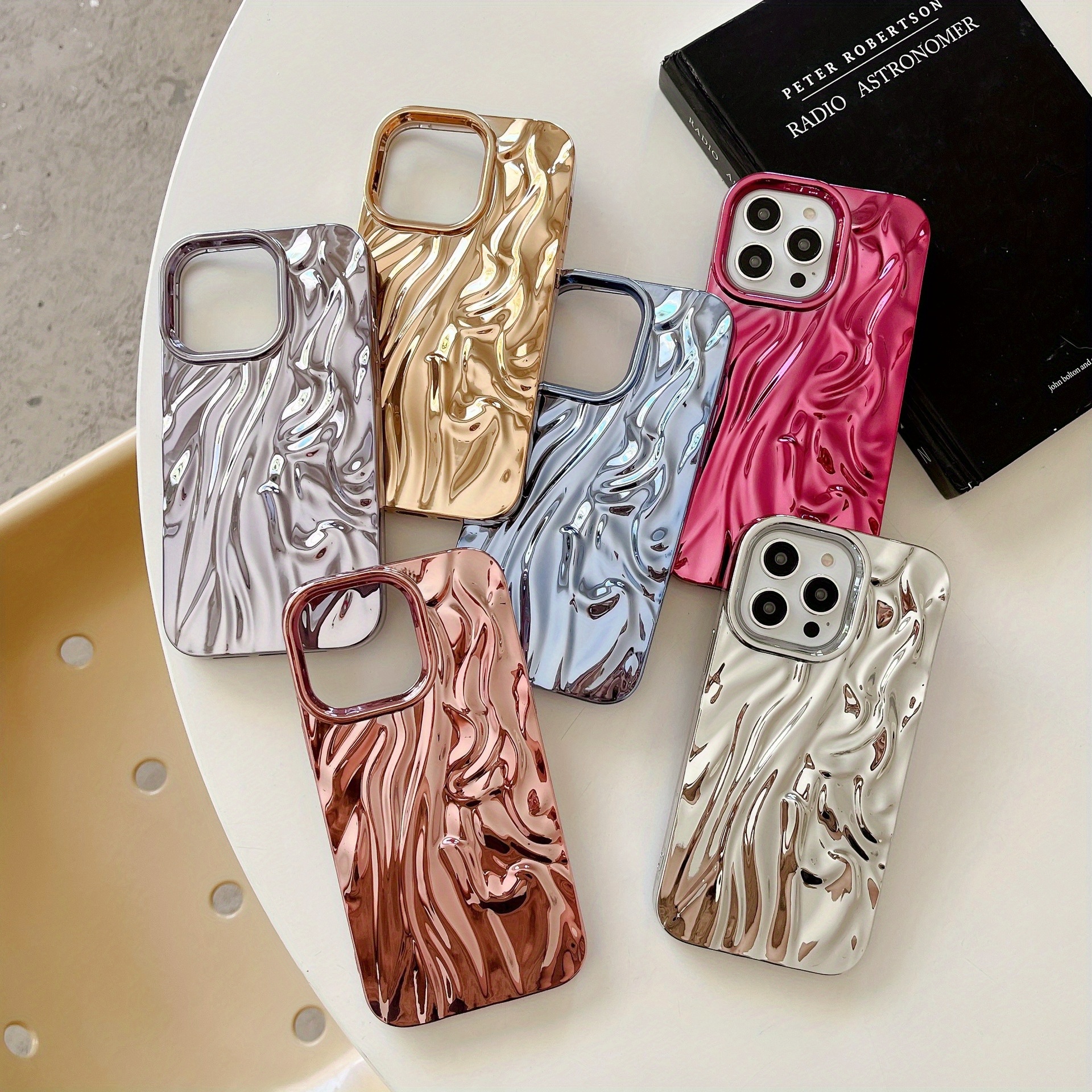 

Solid Color Electroplated Wrinkles Suitable For Iphone 15 14 13 12 11 Pro Max Phone Case Advanced Sense