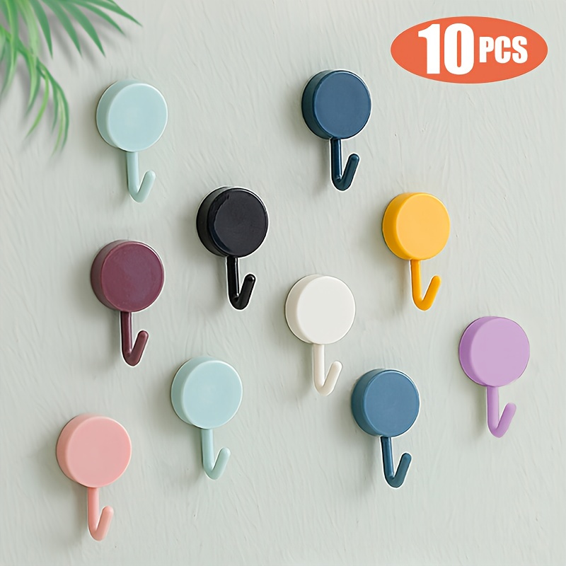 

10pcs Self-adhesive Wall Hooks: No Drilling Required For Coat, Bag, Towel & More Home Storage Accessories