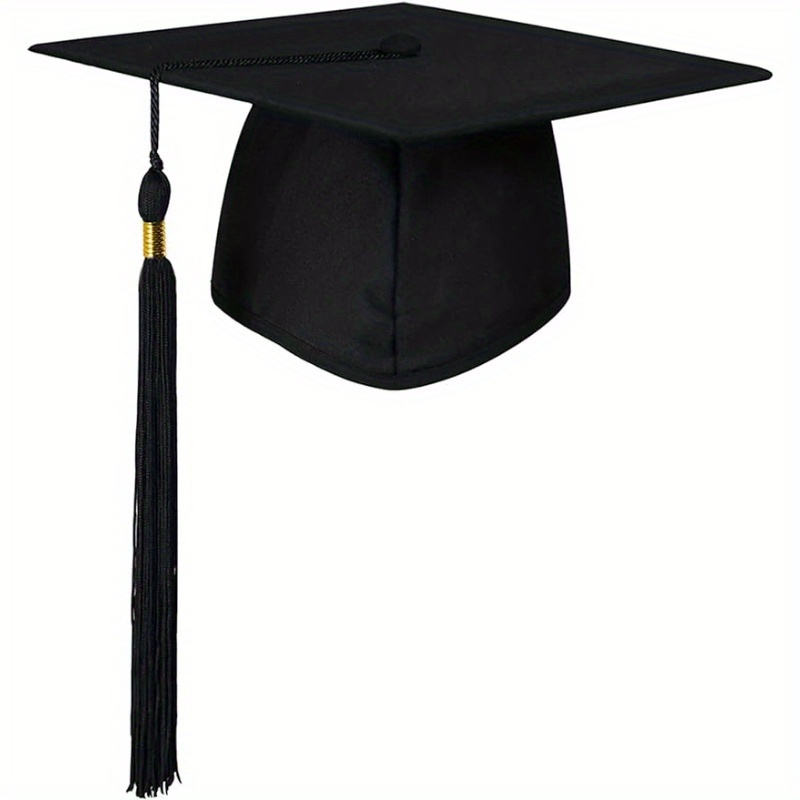 

Black Unisex Graduation Cap With Tassel, Adjustable Adult Bachelor Hat, For Graduation Ceremony