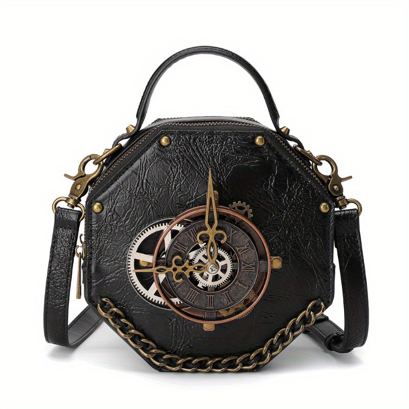 

New European And American Punk Style Bag, Vintage Industrial Style Women's Shoulder Crossbody Bag, Makeup Party Handbag.