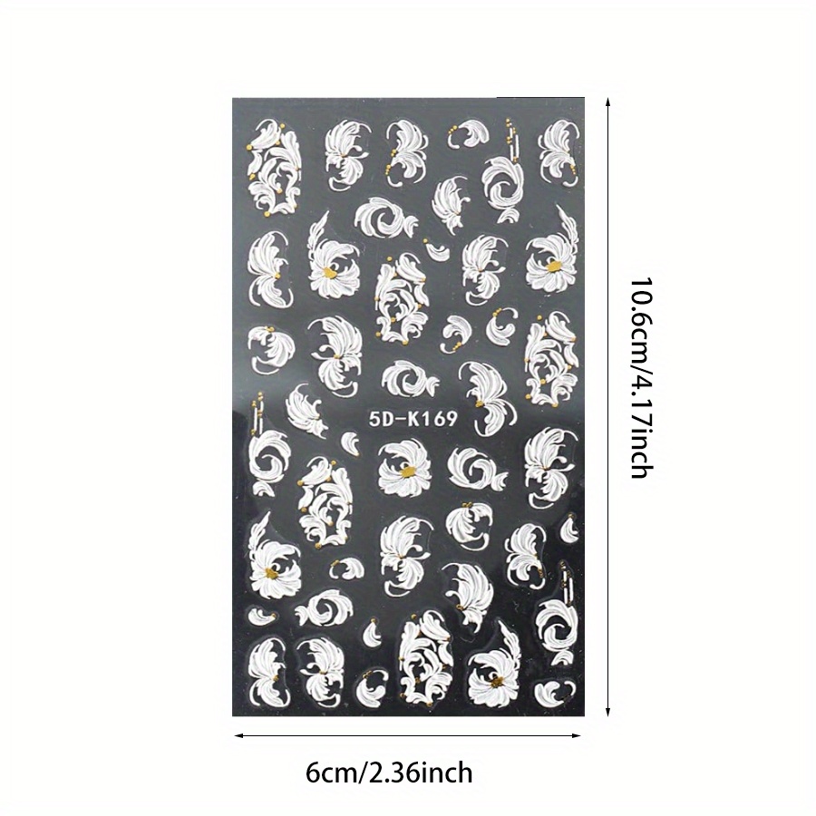 5D Sommerblumen Nagelaufkleber Set – 4 Sticker + Pinzette Für Nail Art