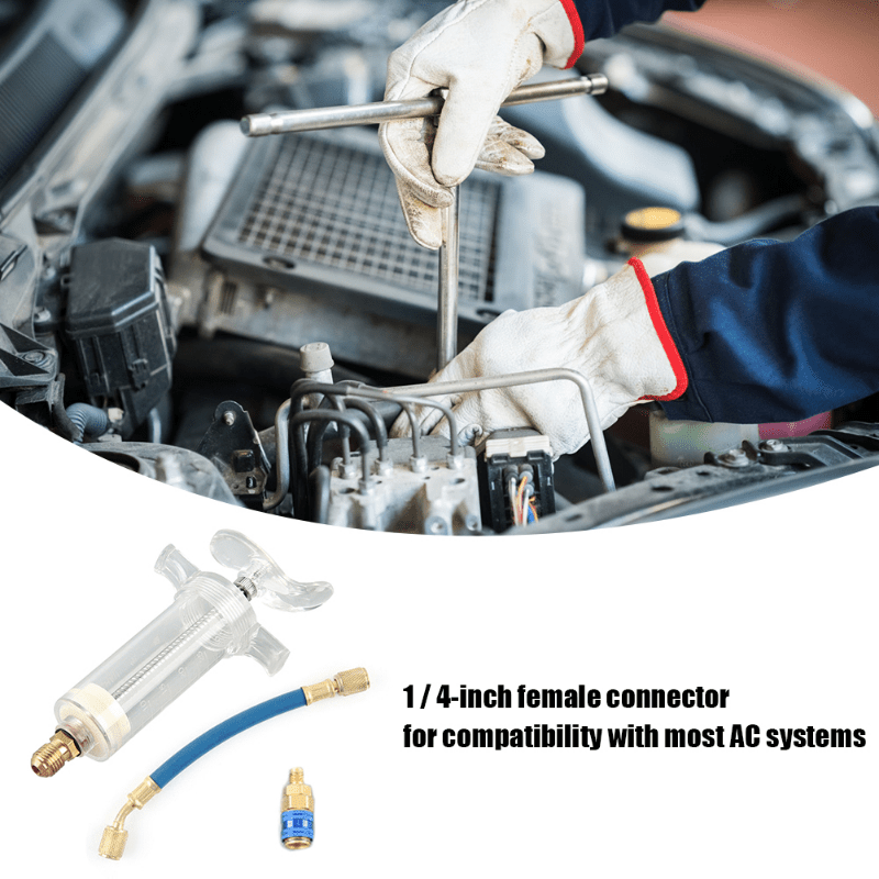 

A/c Oil/dye Injector 30ml 1 Oz With Low Side Quick Coupler Adapter 1/4 Sae For Air Conditioning Automotive Oiler Syringe Parts