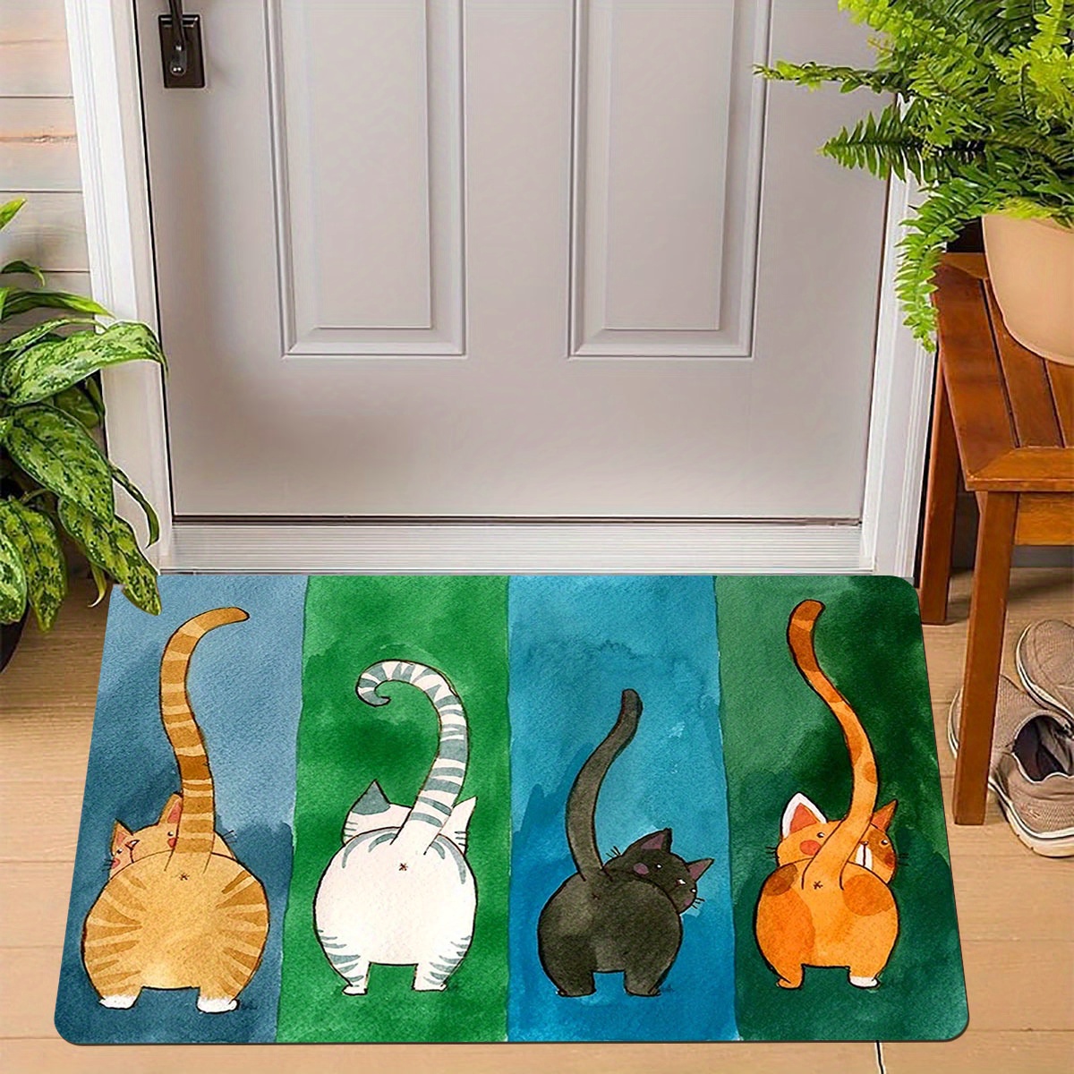 

1pc, Welcome Mats For Front Door Mat, Indoor Funny Cat Doormat, Home Floor Mats Non Slip Carpet For Bathroom Kitchen Bedroom Decor