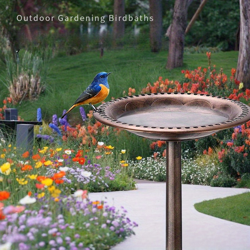 

1pc Bronze Garden Birdbath, Outdoor Bird Feeder Without Light, Pedestal Bird Bath For Garden Hummingbird Feeding Station