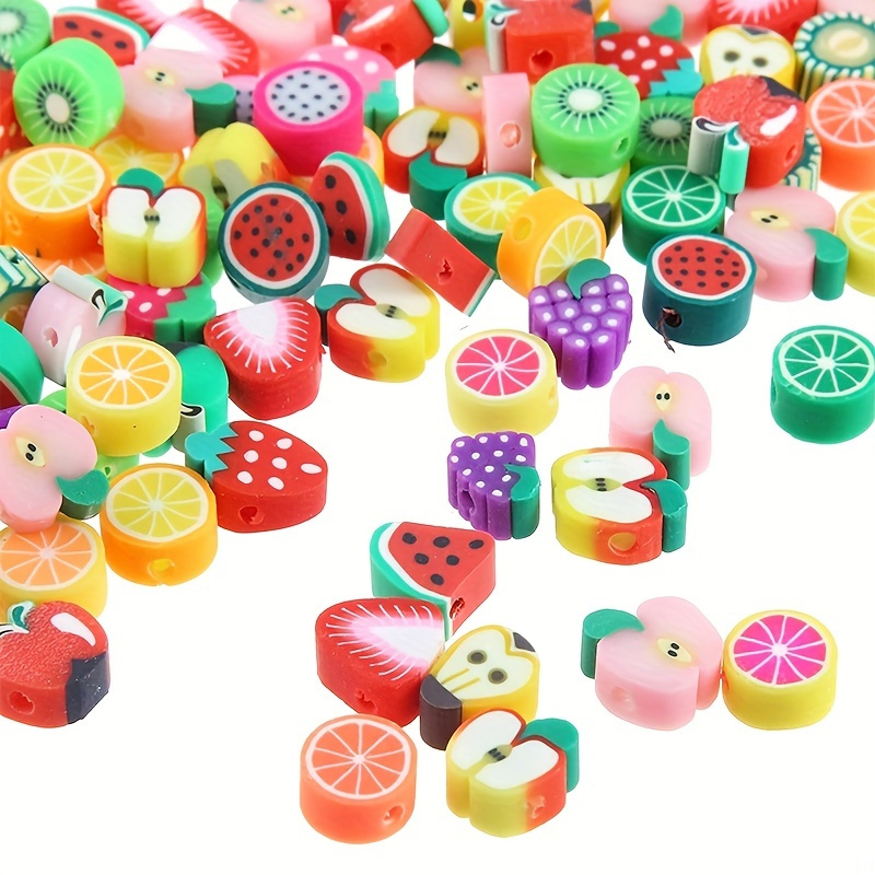 

200pcs Summer Fruit Clay Beads Set, Polymer Clay Diy Charms For Bracelet, Necklace, And Jewelry Making