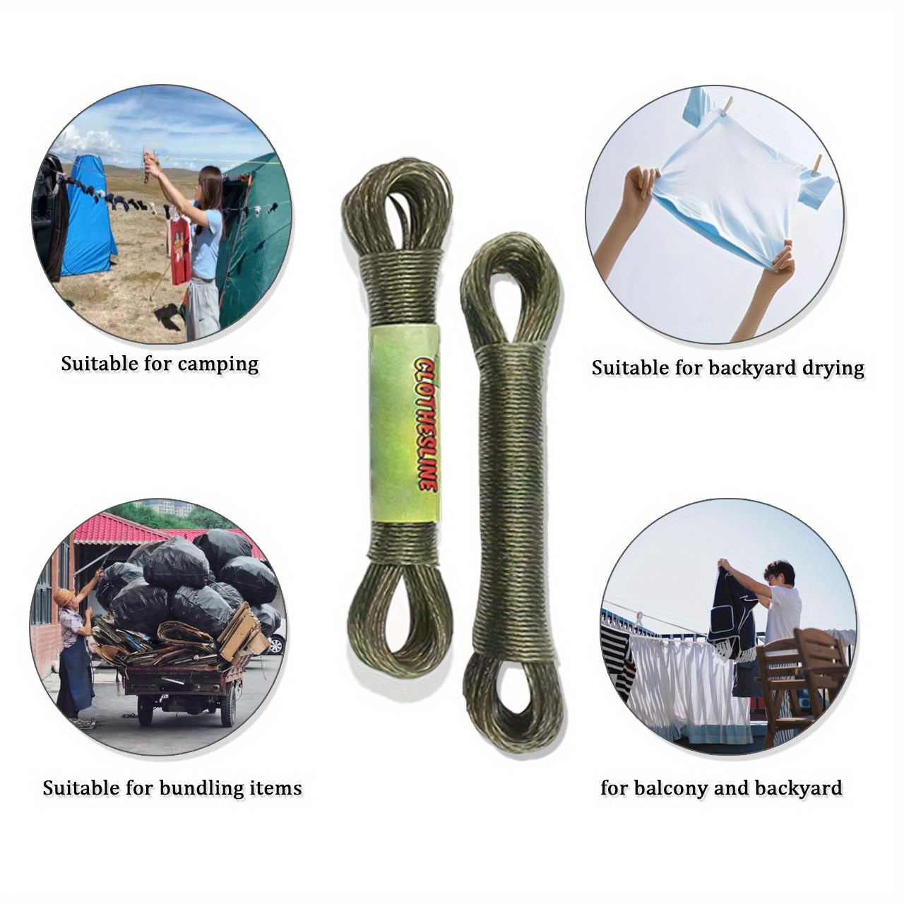 

1 Roll 20m/787in Portable Pvc Wrapped Steel Wire Rope, Clothes Drying Rope, For Camping And Hiking, Handmade Diy Rope,