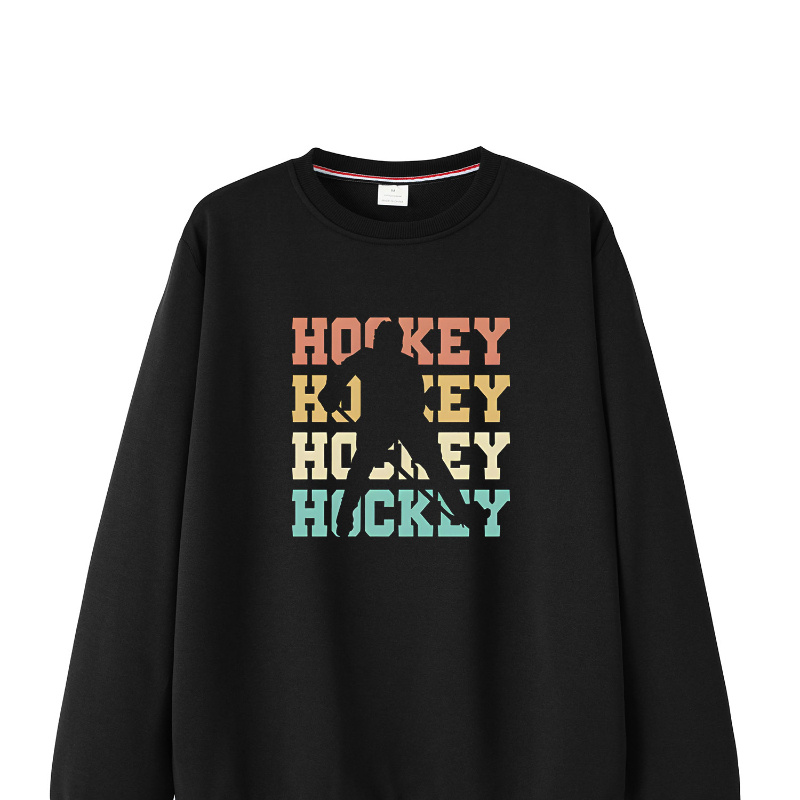 

Hockey Print Men's Pullover Round Neck Long Sleeve Sweatshirt Loose Casual Top For Autumn Winter Men's Clothing As Gifts Leisure Holiday