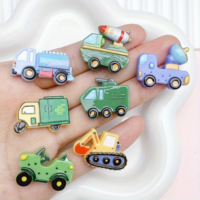

7pcs Miniature Car Resin Charms, Cute Resin Patches For Phone Cases, Shoes, Brooches, Jewelry Crafting, Stationery Box Decor, Hair Accessories Decoration