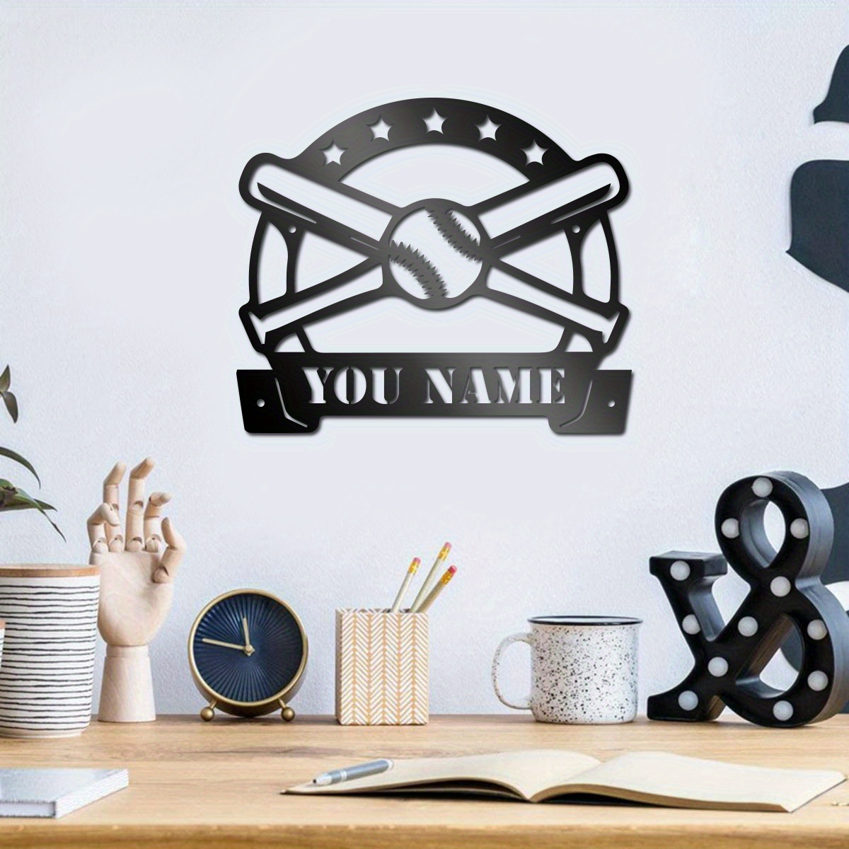 

1pc Customized Metal Baseball Wall Art, Personalized Name, Handcrafted Sports-themed Decor, Unique Wedding & Christmas Gift Idea