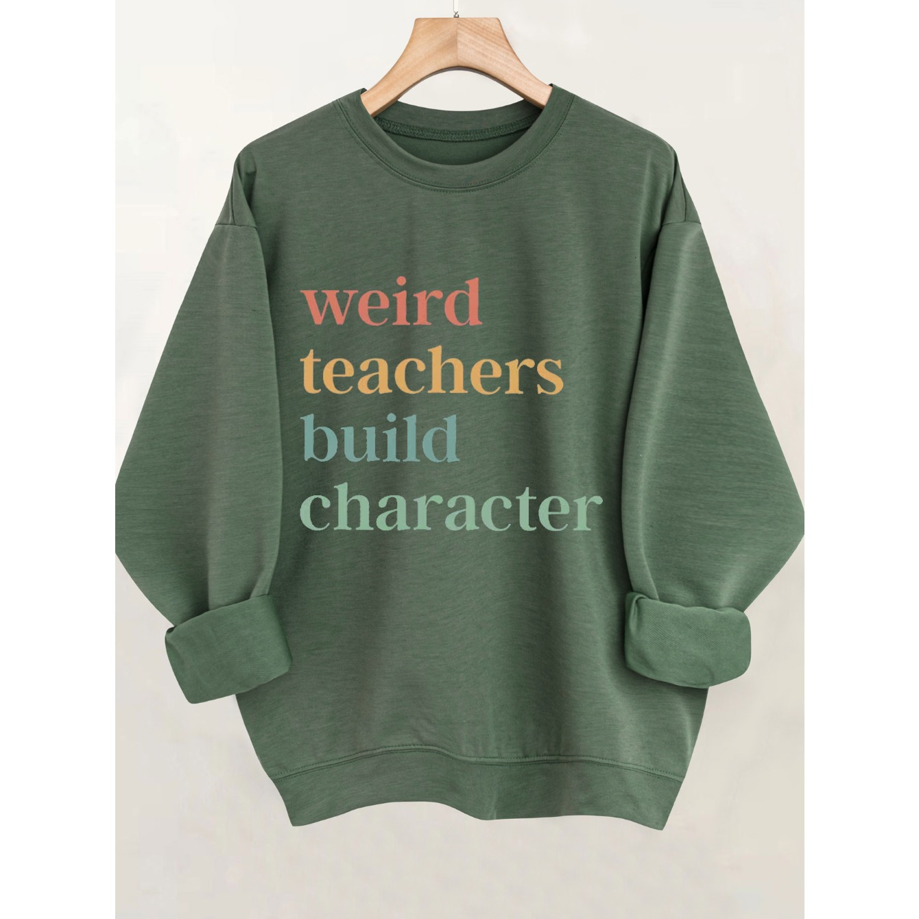 

Teacher Print Pullover Sweatshirt, Casual Long Sleeve Crew Neck Sweatshirt, Women's Clothing