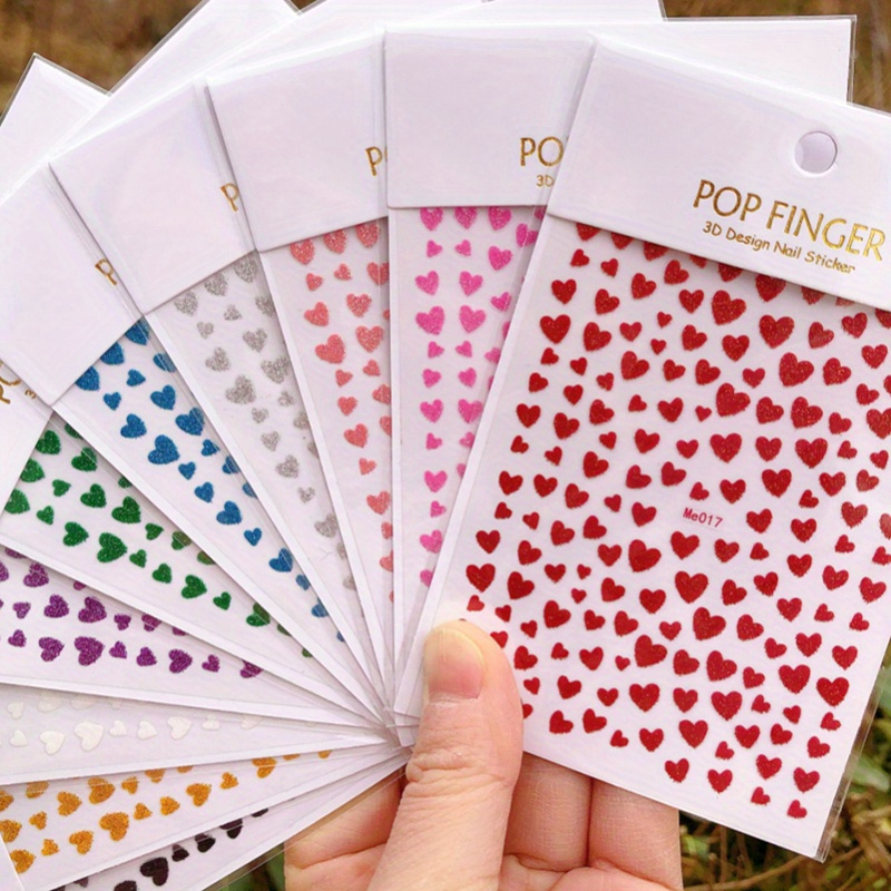 

10 Color Love 3d Nail Sticker Nail Design Decal With Glitter Powder Nails Accessories