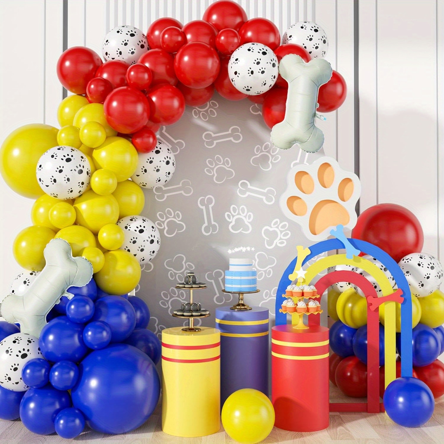 

Set, Paw Balloons Garland Arch Kit, Red Yellow Blue And Dog Paw Latex Balloons With Bone Shaped Foil Balloons For Patrol Theme Party, Boy Girl Birthday Party Baby Shower Decorations