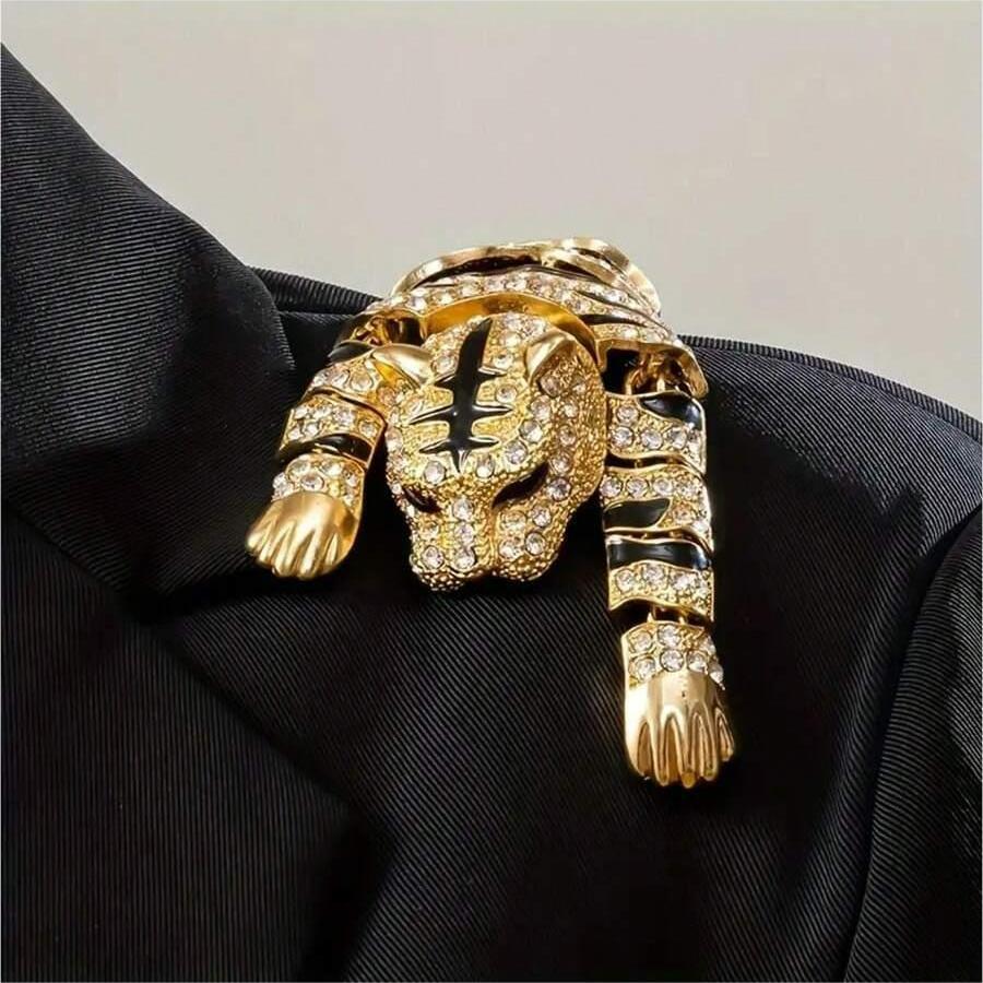 1pc alloy   decor tiger shaped brooch pin can   be used as sweater chain pendant details 1