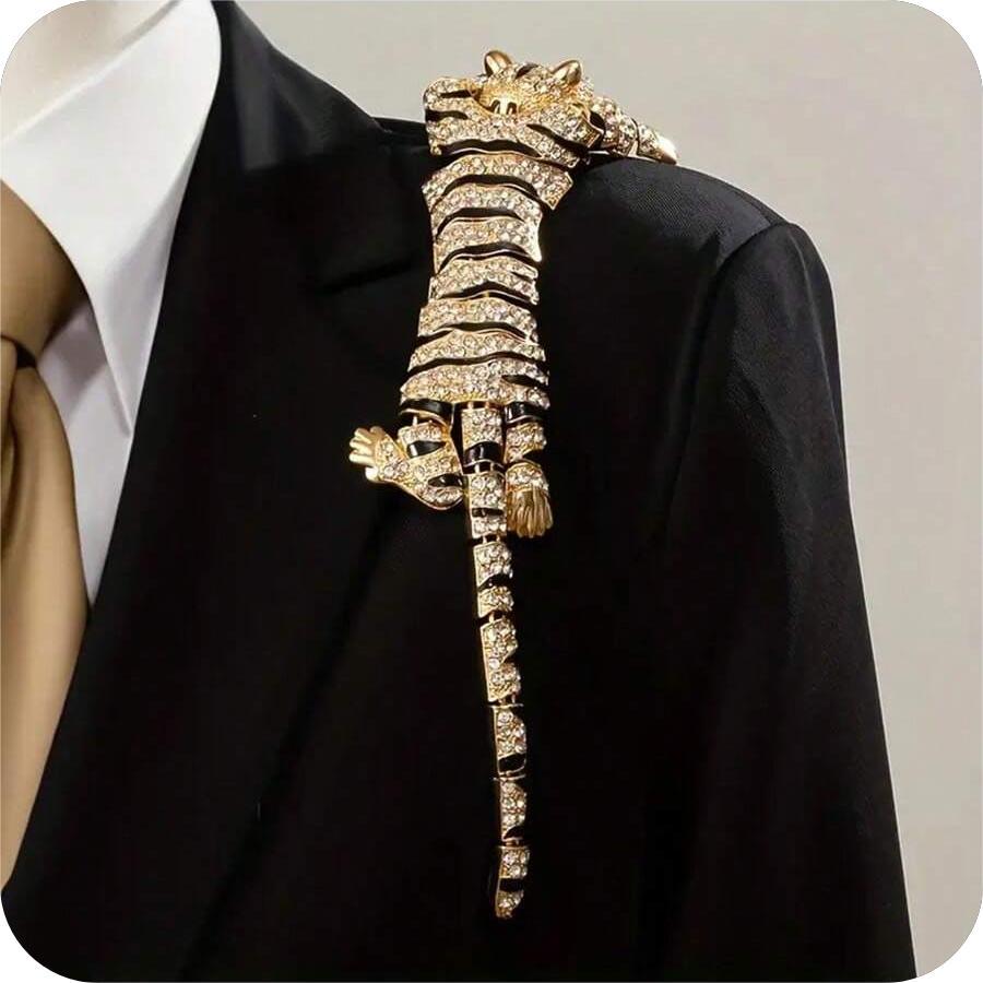 1pc alloy   decor tiger shaped brooch pin can   be used as sweater chain pendant details 2