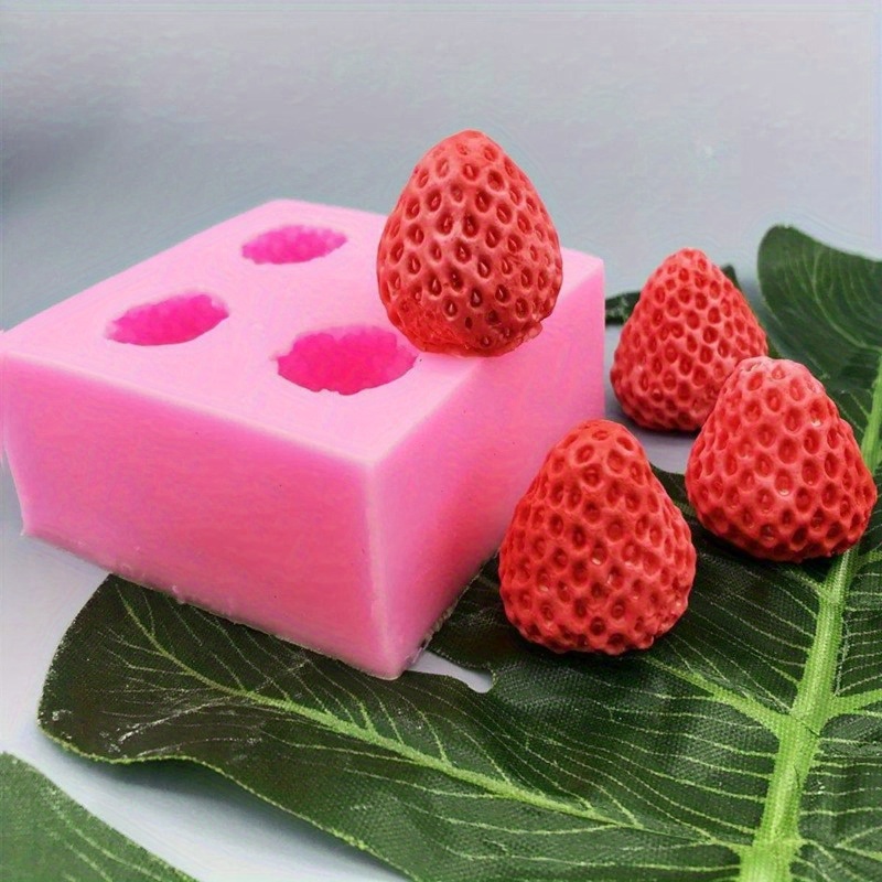 

1pc 3d Strawberry Silicone Mold Creative Resin Hand Drip Scented Candle Mold