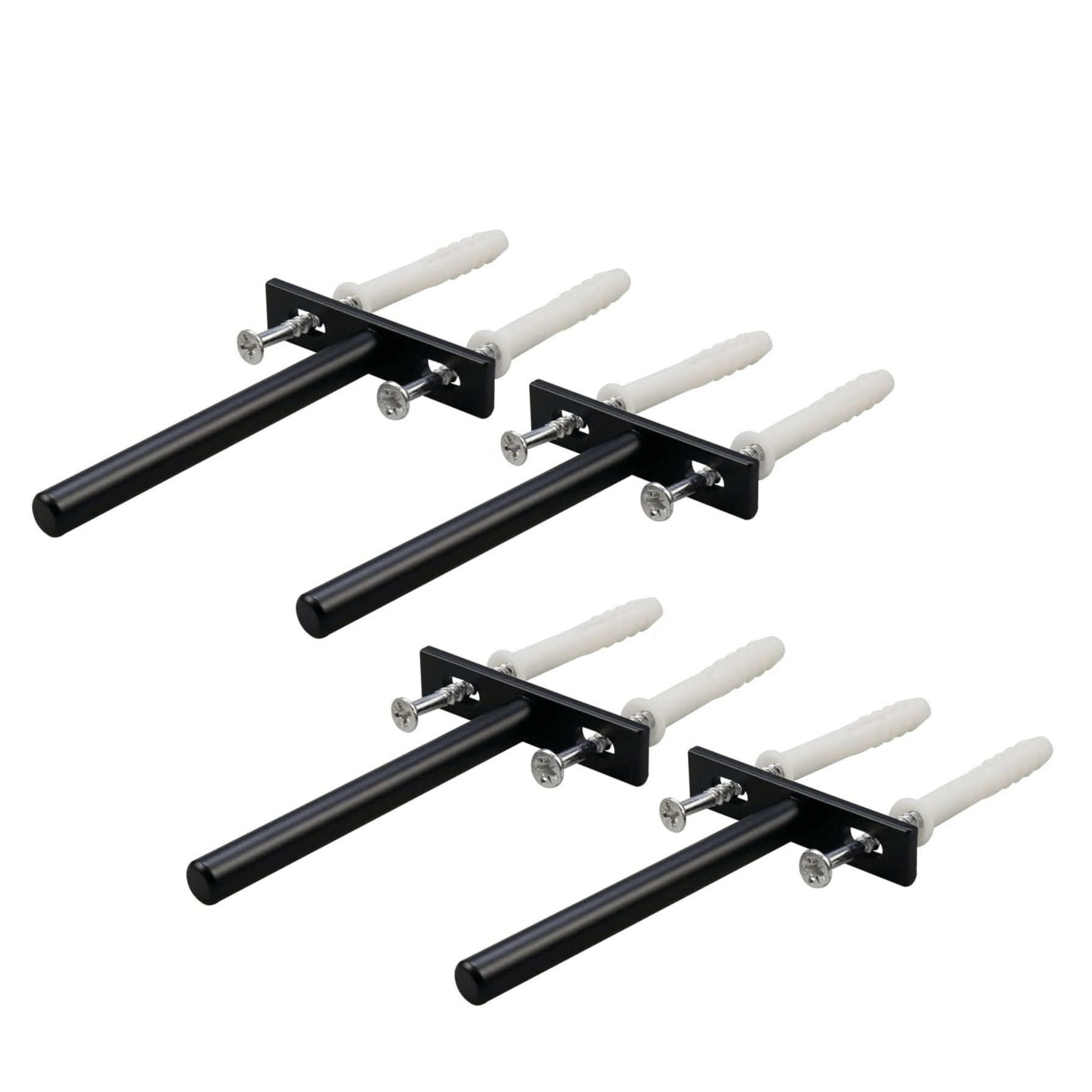 

4pcs Floating Shelf Brackets, 4in(deep) Concealed Blind Shelf Support For Raw Wood Shelves, Matte Black, Screws And Anchors Included