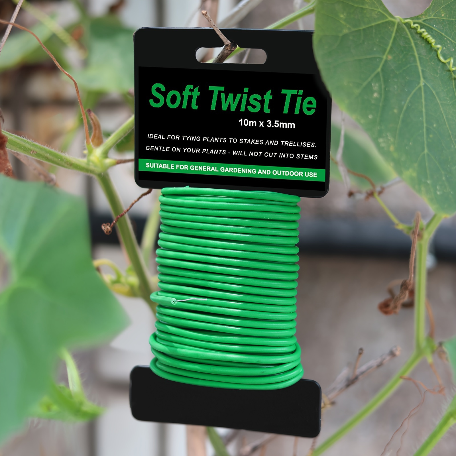 

2 Packs, Soft Twist Tie, Garden Plant Ties 10m X 3.5mm, Flexible Plastic Green Cable Ties For Garden Support Organization