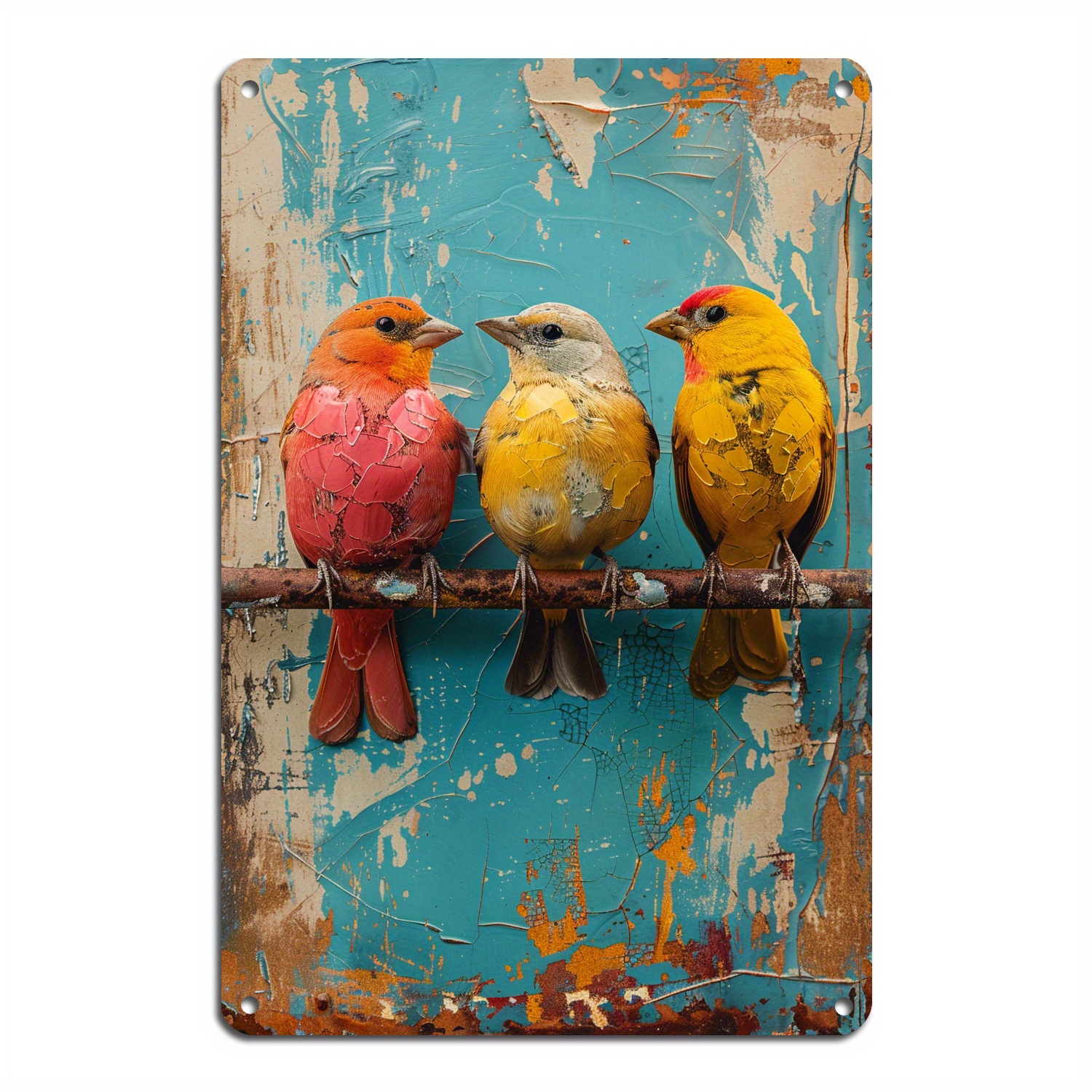 

1pc 8x12in/20*30cm Watercolor Birds Metal Tin Sign, Cute Vintage Wall Hanging Plaque, For Home Restaurant Bathroom Garage Office Bakery Decor