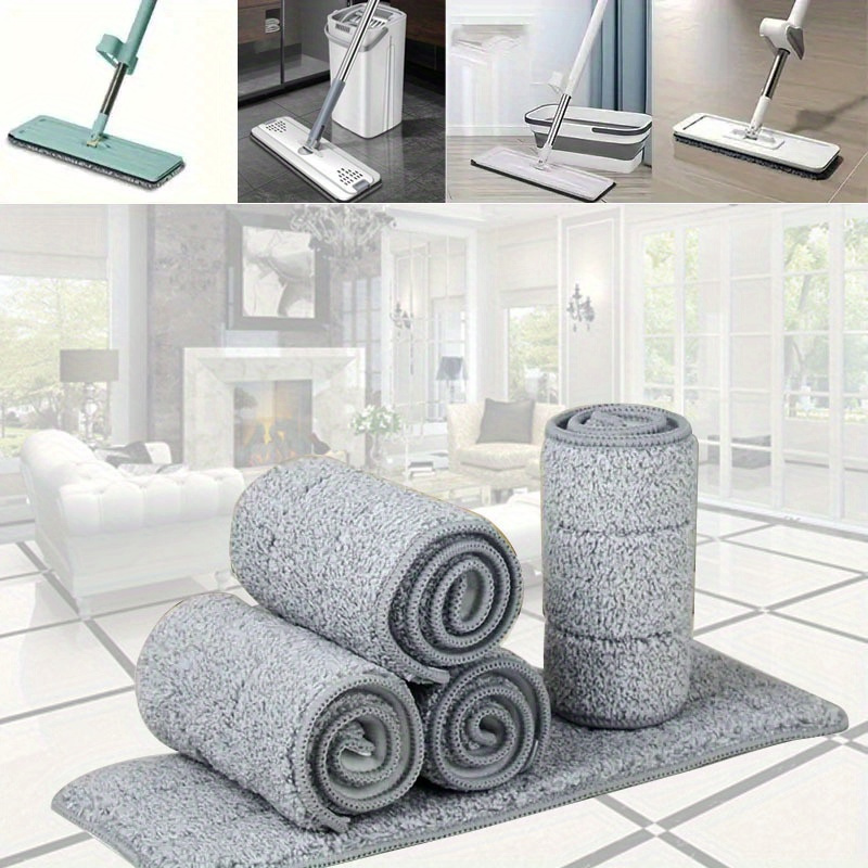 

4pcs, Reusable Mop Replacement Pad, Flat Floor Mop Cloth, Washable And Durable Replacement Mop Cloth, High Dirt And Water Absorption, Wet And Dry Use, Easy To Clean, Cleaning Supplies
