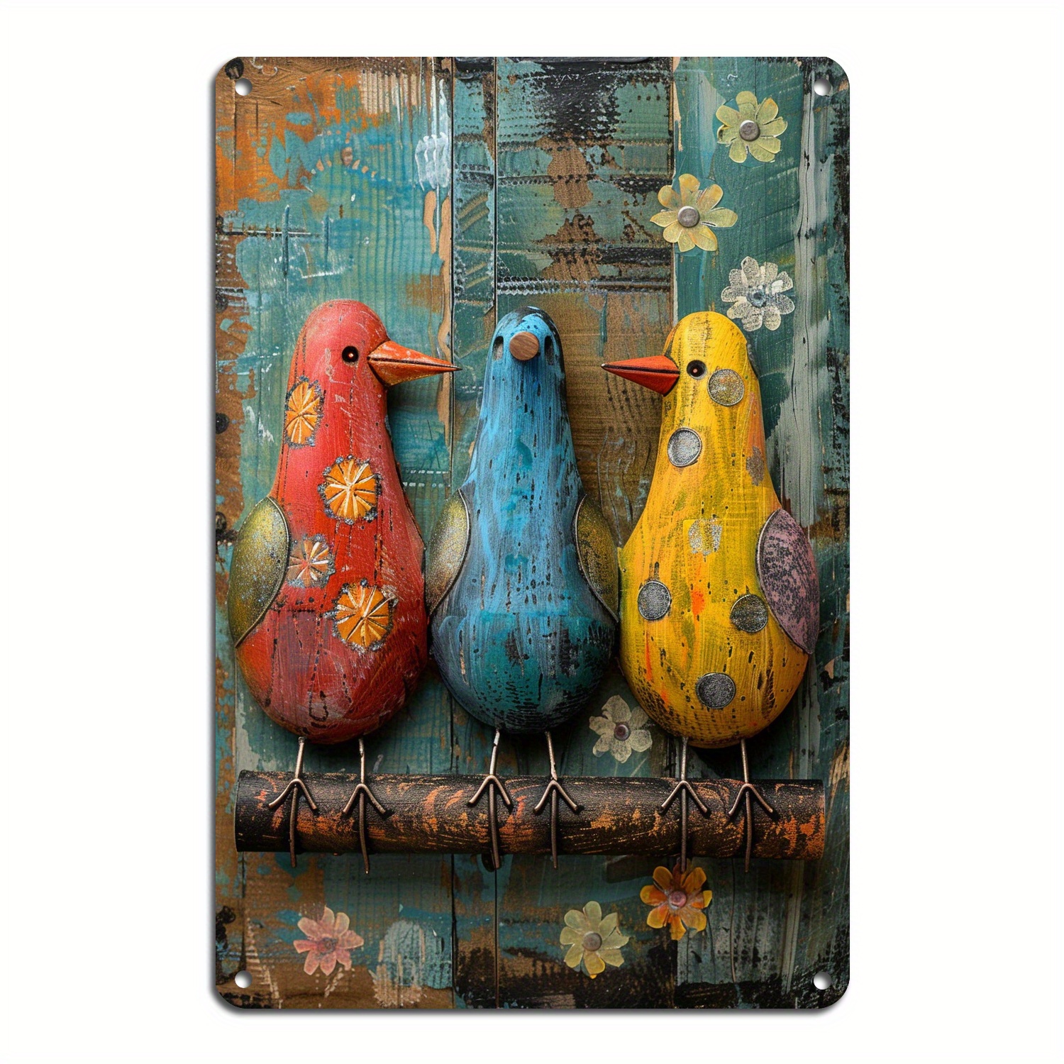 

1pc 8x12in/20*30cm 3 Birds Metal Tin Sign, Vintage Wall Hanging Plaque, For Home Restaurant Bathroom Garage Office Bakery Decor