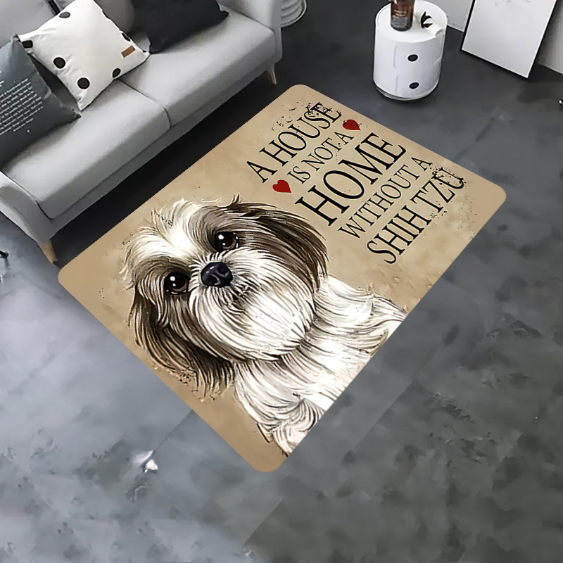 

1pc Interesting Floor Mat, Dog Floor Mat, Home Decor With The Words A Home Without A Shih Tzu, Dog Logo Decor, Fence, Home Yard, Farm Lawn Decor, Very Suitable For Pet Enthusiasts